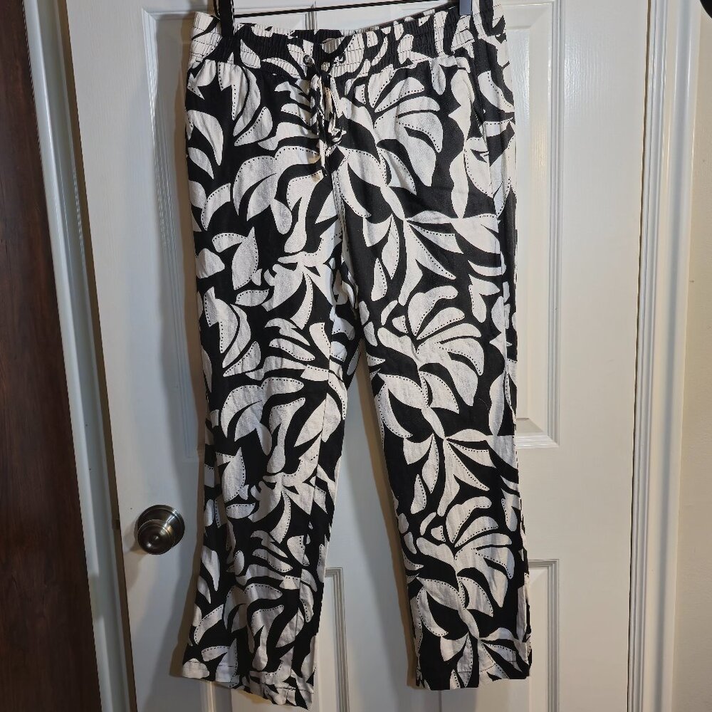 Women's Linen Pull On Pants, Petite Size M